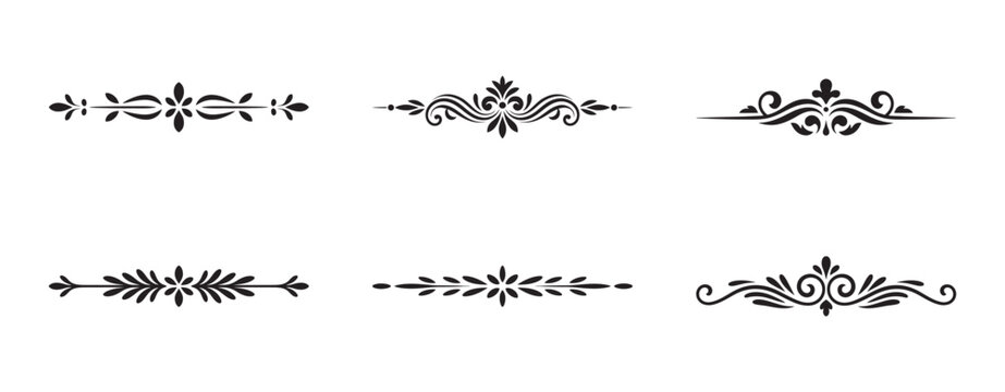 Set of decorative calligraphic design elements and dividers
