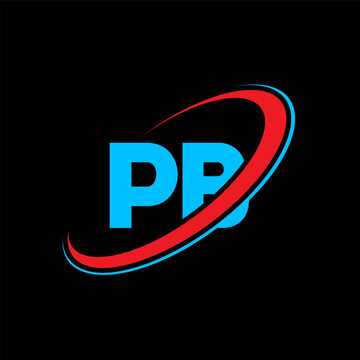 PB P B letter logo design. Initial letter PB linked circle uppercase monogram logo red and blue. PB logo, P B design. pb, p b