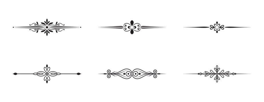 Decorative divider set for elegant book layout and vintage invitation