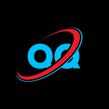 QQ Q Q letter logo design. Initial letter QQ linked circle uppercase monogram logo red and blue. QQ logo, Q Q design. qq, q q, Q&Q