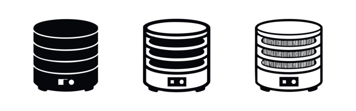 Food Dehydrator or Multi-Tiered Steamer Kitchen Appliance Icon Set