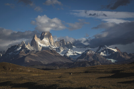 Mount Fitz Roy massif at golden hour, Patagonia Argentina