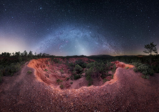 Milky Way Winter Sky Above Talayuelas Red Canyon