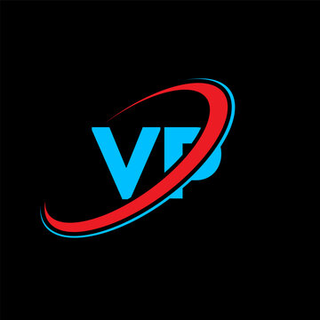 VP V P letter logo design. Initial letter VP linked circle uppercase monogram logo red and blue. VP logo, V P design. vp, v p, V&P