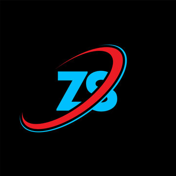 ZS Z S letter logo design. Initial letter ZS linked circle uppercase monogram logo red and blue. ZS logo, Z S design. zs, z s