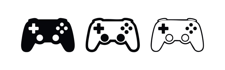 Video game controller icon set, modern gamepad and gaming device symbols, entertainment accessory vector. © liubomir118809