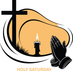 Obraz premium Holy Saturday Vector Christian Easter Religious Illustration Design