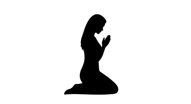 Woman in prayer silhouette.