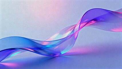 Naklejka premium Smooth flowing colorful ribbon soft gradient in blue purple and pink on gradient background, grainy texture, banner, backdrop design