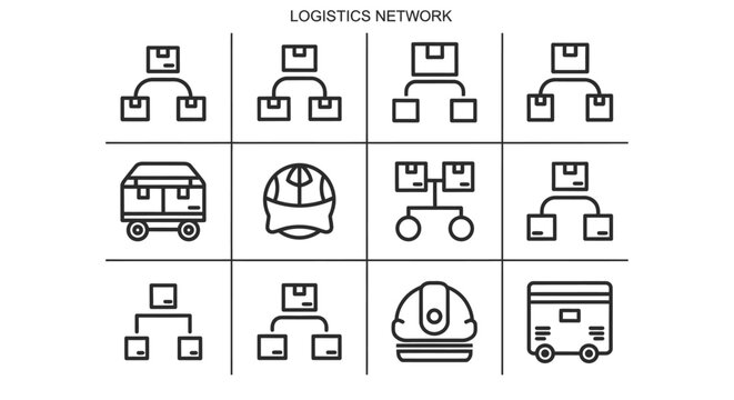 Logistics and Supply Chain Network Illustration with Connected Icons
