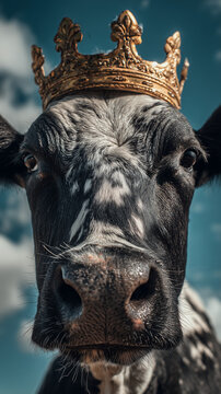 The ironic image of a cow wearing a crown. The theme of self-confidence and inner dignity, acceptance of one's uniqueness and rejection of imposed stereotypes