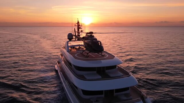 Yacht  Helicopter Sunset.