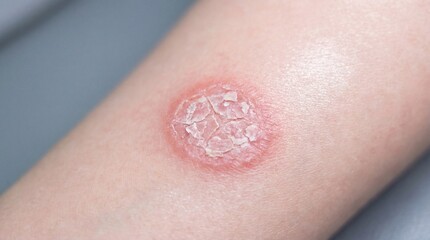 Fototapeta premium Skin lesion with peeling dry patch on arm
