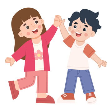 Two Children Giving High Five