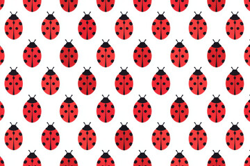 Ladybug pattern creating a seamless repeat surface background for spring and summer design projects