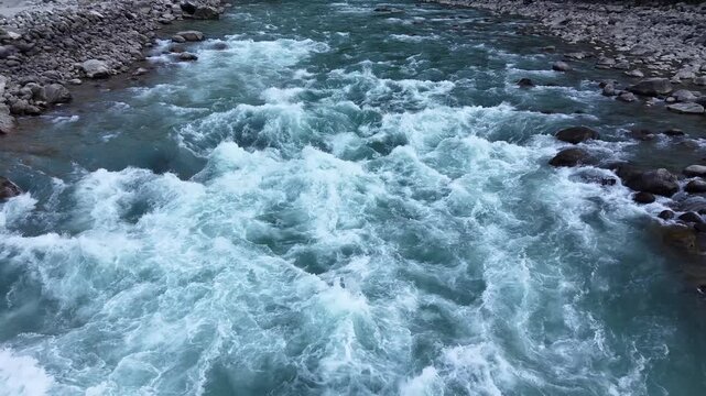 Aerial View of Lohit River Flowing Through Mountains in Kaho Arunachal Pradesh India