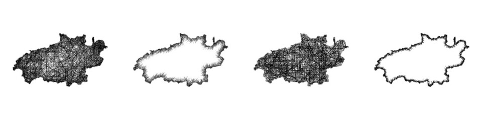 Fototapeta premium Sketch Ivanovo outline map design set
