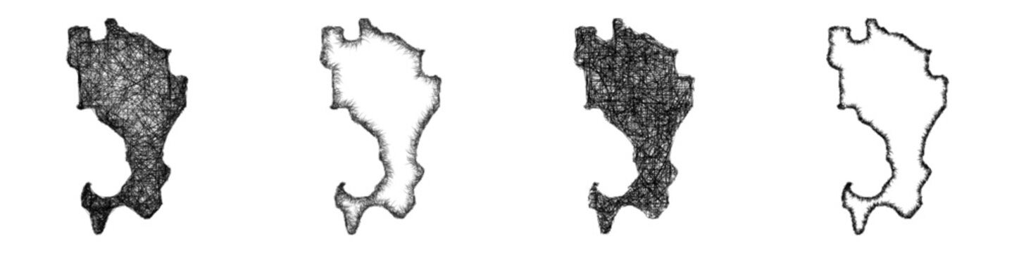 Sketch Ingush outline map design set