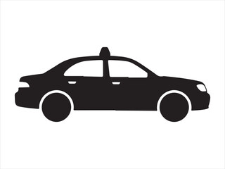 Fototapeta premium Black taxi car transport icon, Black Silhouette of a Taxi Cab, Taxi Car Silhouette Urban Transport Vehicle Vector Illustration