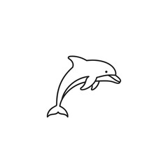 Fototapeta premium Simple Line Drawing of a Playful Dolphin Jumping Out of Water