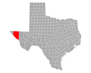 Fototapeta premium Karte von Hudspeth in Texas