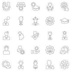 Fototapeta premium Expert icon. Line style icons illustrating human resources, recruitment, skills assessment, teamwork, and employee evaluation concepts for business, HR platforms, and training materials.