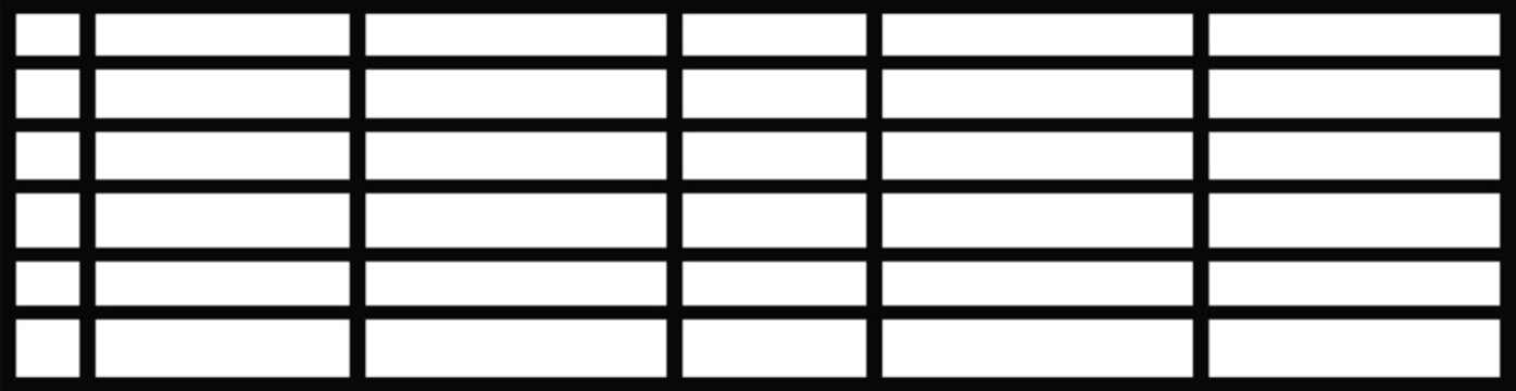 grid table template with multiple rows and columns for data organization planning and business document layout.