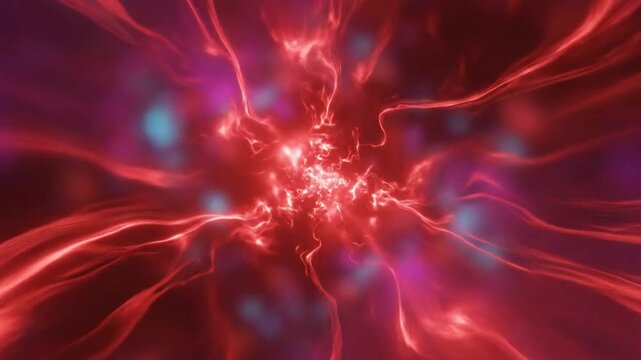 Abstract red light energy tunnel vortex background animation, cosmic explosion, science fiction space travel