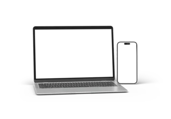 Mobile phone and laptop isolated on transparent background 3d rendering © sdecoret