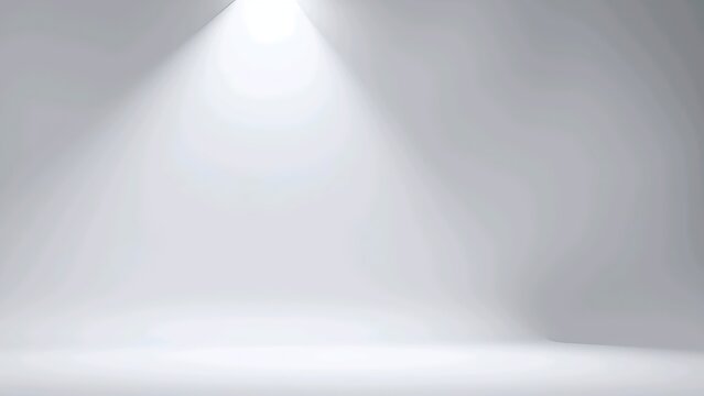 Empty white photography studio background with soft lighting gradients and seamless cyclorama floor