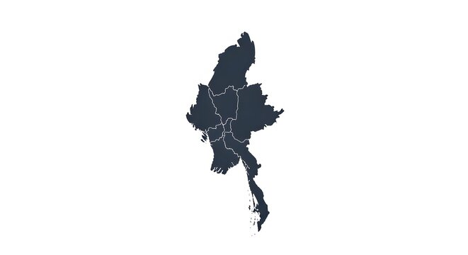 Thailand map silhouette with provincial borders