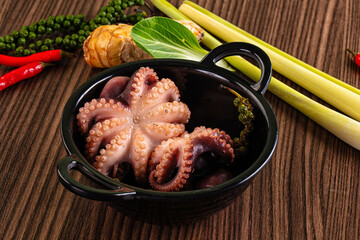 Gourmet Boiled octopus in the bowl © Andrei Starostin
