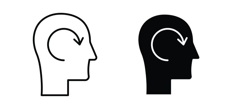Memory recall icon. black and white line icons pack.