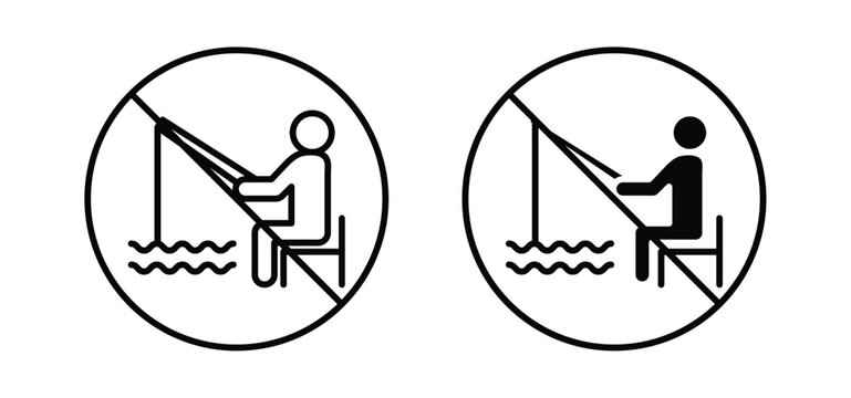 No fishing signs illustration sign collection. vector symbol or logo.