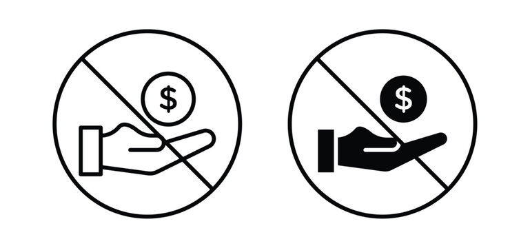 No money signs. black and white line icons pack.