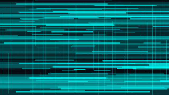 Teal glitch background vector with long luminous scanlines, geometric digital streaks, and smooth electronic noise on dark cyan, excellent for fintech screens, dashboard mockups, modern ads, and futur