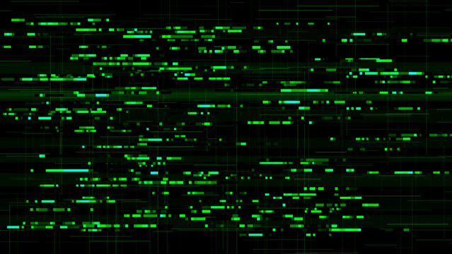Neon green glitch background vector featuring broken scanlines, pixel sparks, and vivid digital interference on black, made for cyber security visuals, streaming covers, technology banners, and gaming