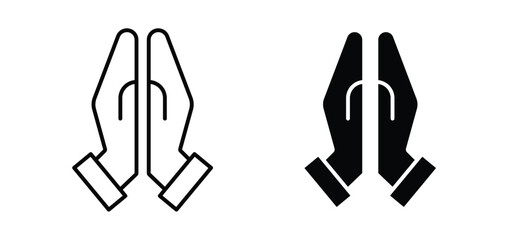 Fototapeta premium Pray icon. black and white line icons pack.