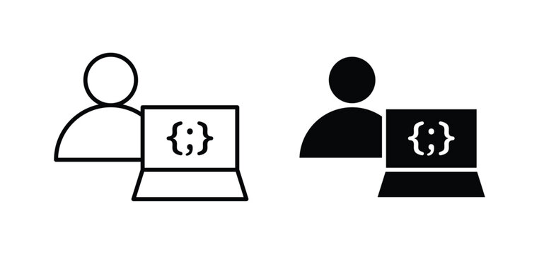 Programmer icon. black and white line icons pack.