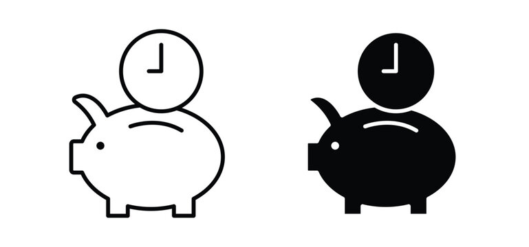 Save time icon. black and white line icons pack.
