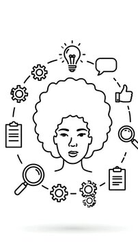 Woman With Idea Lightbulb Afro Hair Creative Thinking Brainstorming