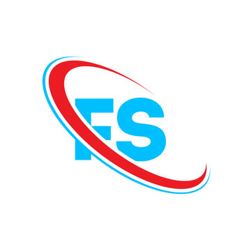 Clean fs logo concept. Blue and red swoosh lines. Lettermark for corporate branding. Abstract design element. Professional identity graphic.