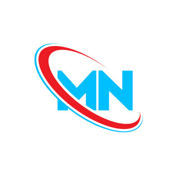 mn letter logo design mn letter circle logo blue and red letters abstract business logo minimal creative letter logo design on white background