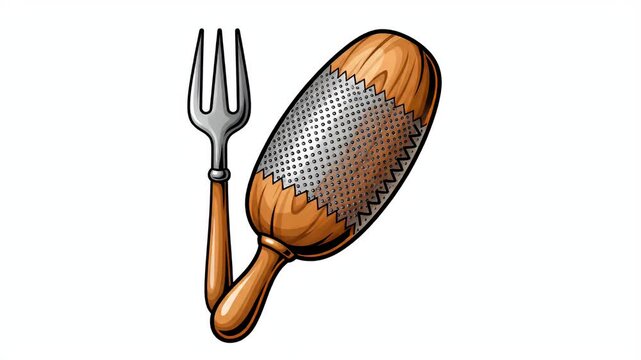 Wooden Handled Grater and Fork Kitchen Utensil Food Prep Tool