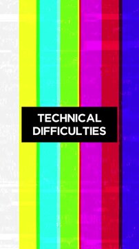 animation error television screen with technical difficulties text.vertical video