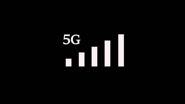 5G connectivity technology animation.Phone signal 5G animation on black background