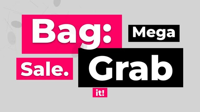 Dynamic Mega Sale Motion Graphic with bold pink and black text for retail promotions