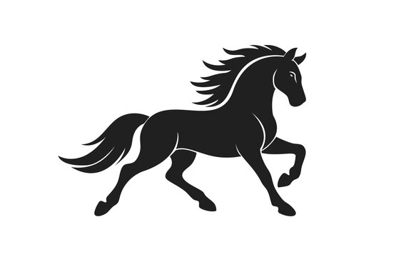 Standing horse silhouette isolated on white background.  Horse icon isolated. 