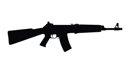 Fototapeta premium Black ar 15 style assault rifle depicted in stark contrast silhouette