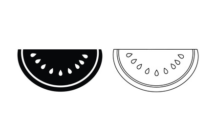 Obraz premium Two watermelon slices one dark and one light in simple silhouette